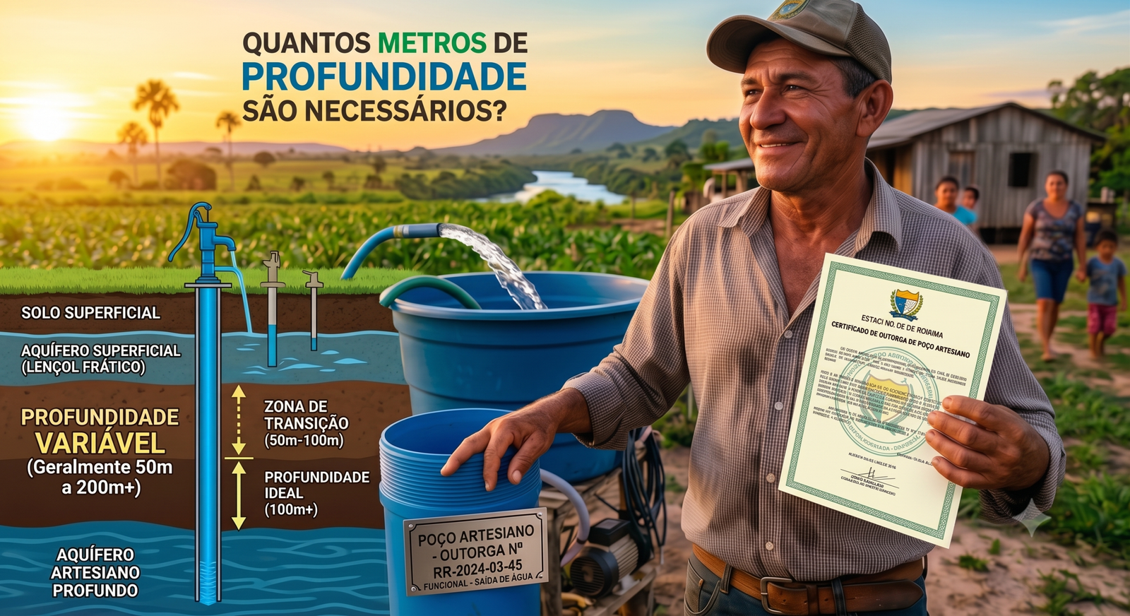 Quantos metros de profundidade são necessários para um poço artesiano?