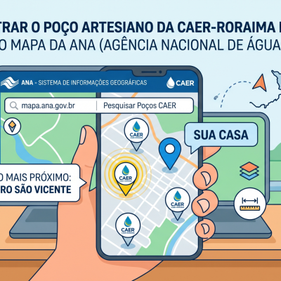 Como encontrar o poço artesiano da CAER-RORAIMA mais próximo da sua casa no mapa da ANA