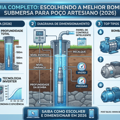 Qual a melhor bomba submersa para poço artesiano? Saiba como escolher e dimensionar em 2026