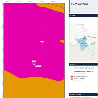 Mapa geológico da área do poço em Roraima