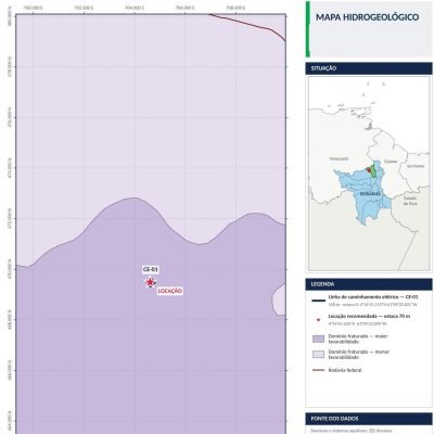 Mapa hidrogeológico do aquífero em Roraima